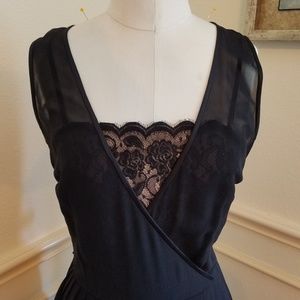 LOFT Dresses - Black sheer dress with pleats LOFT Dresses - Black sheer dress with pleats